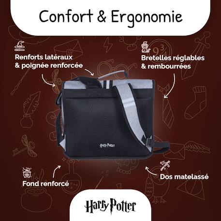 Cartable scolaire 2 compartiments Harry Potter University - 38 cm Gris 4 - vertbaudet enfant 