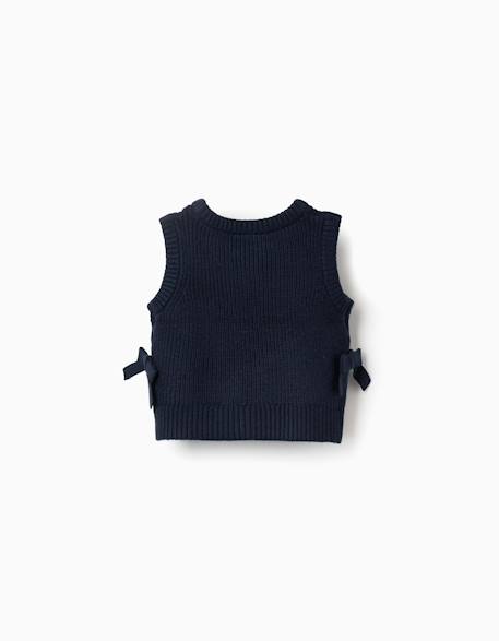 Gilet sans manches en maille avec nœuds sur les côtés Bleu foncé 2 - vertbaudet enfant 