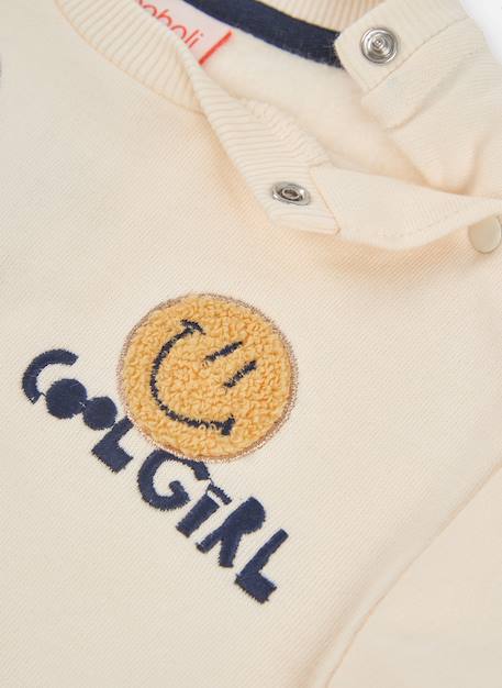 Sweat-shirt fille en molleton avec emojis Blanc 4 - vertbaudet enfant 