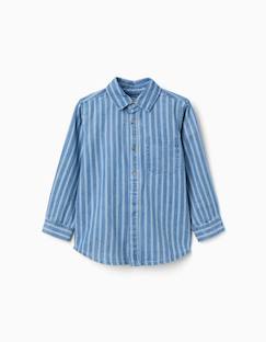 Chemise en jean à rayures et poche  - vertbaudet enfant