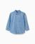 Chemise en jean à rayures et poche Bleu 1 - vertbaudet enfant 