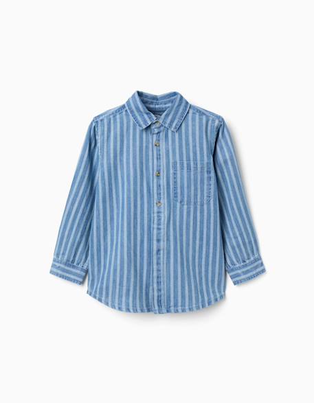 Garçon-Chemise-Chemise en jean à rayures et poche