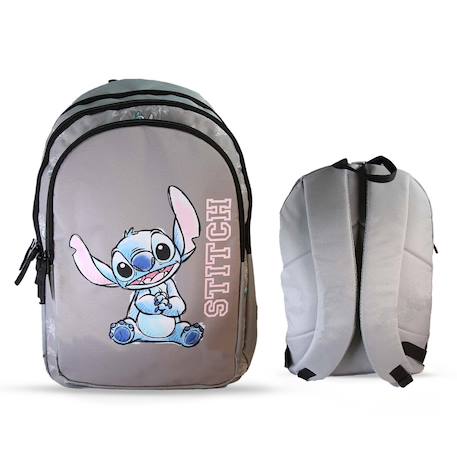 Sac à dos scolaire 2 compartiments Disney Stitch Gris 1 - vertbaudet enfant 
