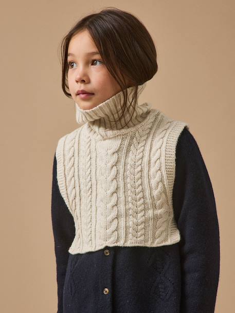 Plastron col roulé torsadé enfant Ecru 1 - vertbaudet enfant 