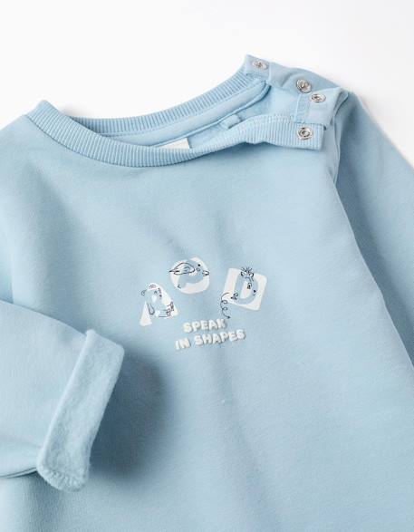 Ensemble de jogging en coton peigné avec imprimé en relief Bleu clair 3 - vertbaudet enfant 