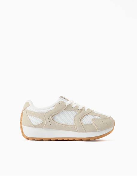 Baskets avec lacets et semelle en caoutchouc antidérapante Beige 1 - vertbaudet enfant 