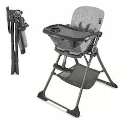Puériculture-Chaise haute, réhausseur-Chaise haute bébé pliable avec double plateau amovible panier rangement harnais 5 points