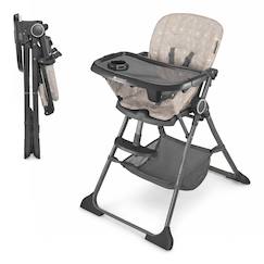 Puériculture-Chaise haute, réhausseur-Chaise haute bébé pliable avec double plateau amovible panier rangement harnais 5 points