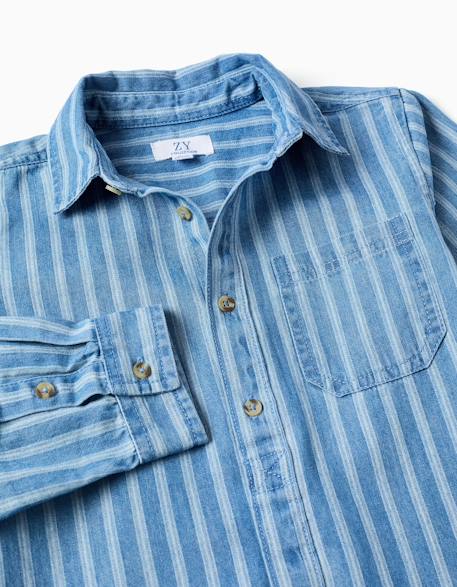 Chemise en jean à rayures et poche Bleu 3 - vertbaudet enfant 