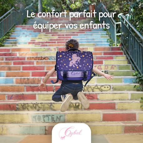 Cartable scolaire 2 compartiments Cybel Licorne Céleste- 38 cm Violet 5 - vertbaudet enfant 