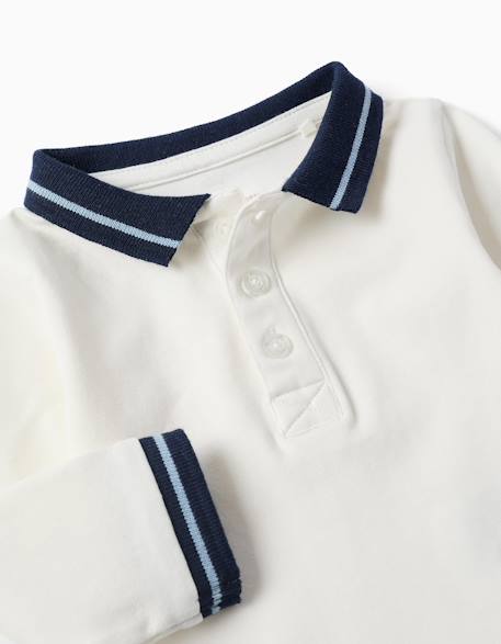Body polo en coton avec col contrastant Blanc 3 - vertbaudet enfant 