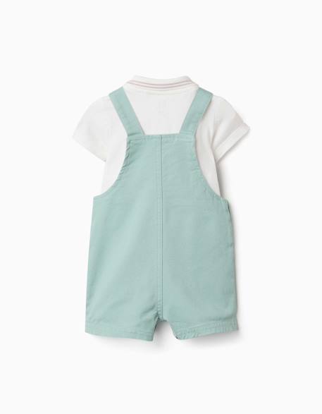 Ensemble body et salopette en coton Vert clair 2 - vertbaudet enfant 