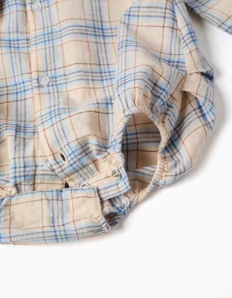Body-chemise en coton à motif à carreaux Gris clair 4 - vertbaudet enfant 