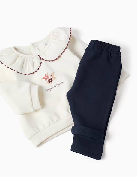 Ensemble sweat et pantalon de jogging en coton peigné Blanc 4 - vertbaudet enfant 