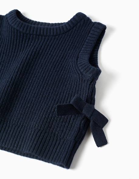 Gilet sans manches en maille avec nœuds sur les côtés Bleu foncé 3 - vertbaudet enfant 