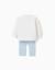Ensemble de jogging en coton peigné avec imprimé en relief Bleu clair 2 - vertbaudet enfant 