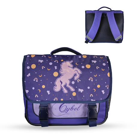 Cartable scolaire 2 compartiments Cybel Licorne Céleste- 38 cm Violet 1 - vertbaudet enfant 