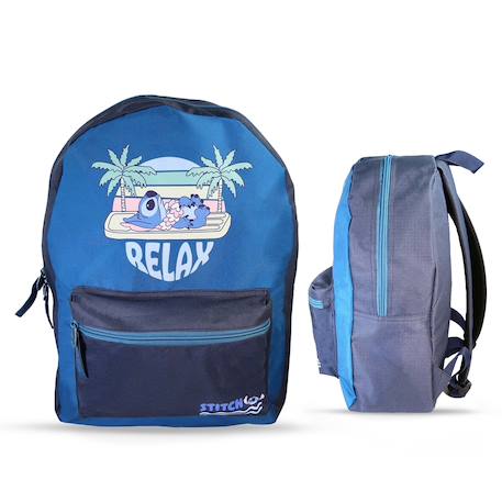 Sac à dos scolaire Disney Stitch Relax Bleu 1 - vertbaudet enfant 