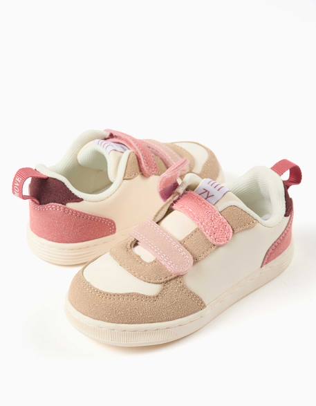 Baskets bi-matière à scratch zy move Rose 4 - vertbaudet enfant 
