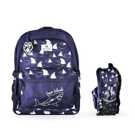 Sac à dos scolaire réversible 2 compartiments Shark Bleu 1 - vertbaudet enfant 