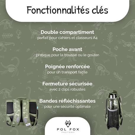 Cartable réversible 2 compartiments  Jurassic - 38 cm Vert 2 - vertbaudet enfant 