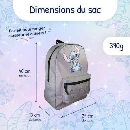 Sac à dos scolaire Disney Stitch Gris 3 - vertbaudet enfant 
