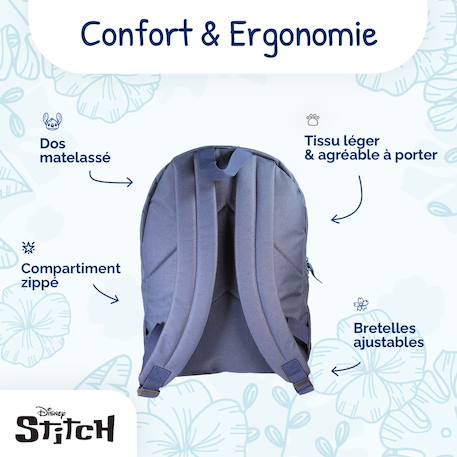 Sac à dos scolaire Disney Stitch Relax Bleu 4 - vertbaudet enfant 