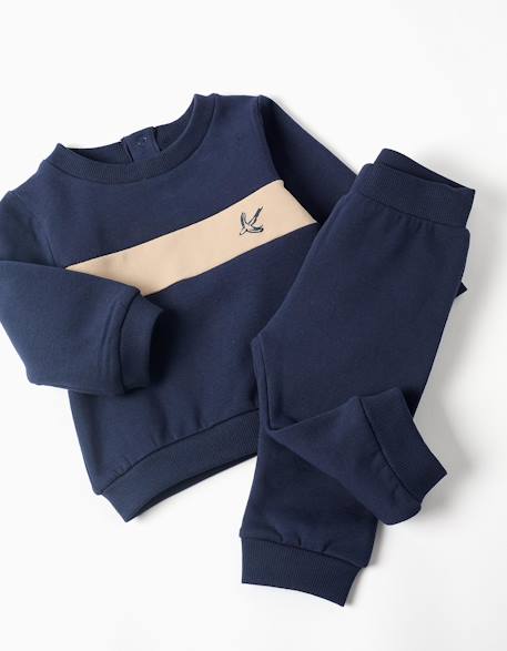 Ensemble sweat et pantalon de jogging en coton peigné Bleu foncé 4 - vertbaudet enfant 