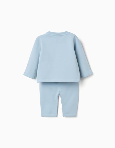 Ensemble de jogging en coton peigné avec imprimé en relief Bleu clair 2 - vertbaudet enfant 