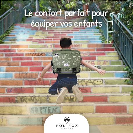 Cartable réversible 2 compartiments  Jurassic - 38 cm Vert 5 - vertbaudet enfant 