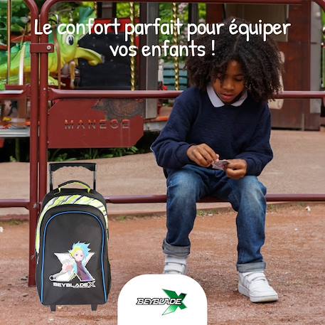 Sac à dos scolaire à roulettes 2 compartiments Beyblade X- 38 cm Noir 5 - vertbaudet enfant 