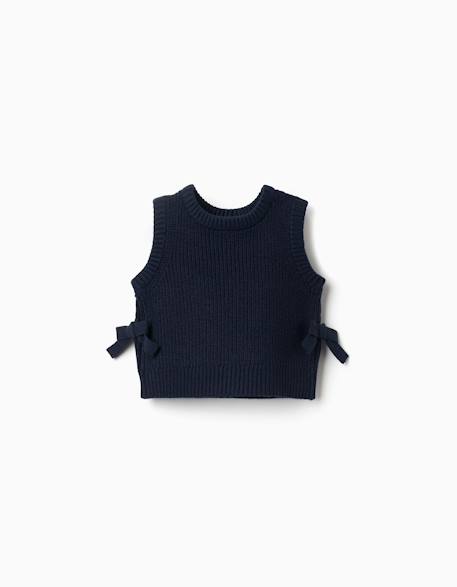 Bébé-Pull, gilet, sweat-Gilet sans manches en maille avec nœuds sur les côtés