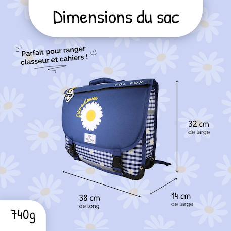 Cartable réversible 2 compartiments Daisy- 38 cm Bleu 3 - vertbaudet enfant 