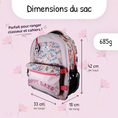 Sac à dos scolaire réversible 2 compartiments  Happy Blush Rose 3 - vertbaudet enfant 