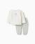 Ensemble de jogging en coton peigné avec imprimé en relief Vert clair 1 - vertbaudet enfant 