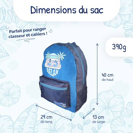 Sac à dos scolaire Disney Stitch Relax Bleu 3 - vertbaudet enfant 