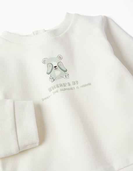 Ensemble de jogging en coton peigné avec imprimé en relief Vert clair 3 - vertbaudet enfant 