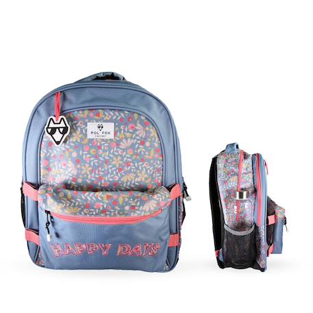Sac à dos scolaire réversible 2 compartiments  Happy Jean Bleu 1 - vertbaudet enfant 