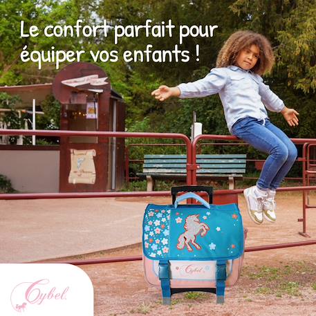 Cartable à roulettes 2 compartiments Cybel Licorne - 38 cm Bleu 5 - vertbaudet enfant 