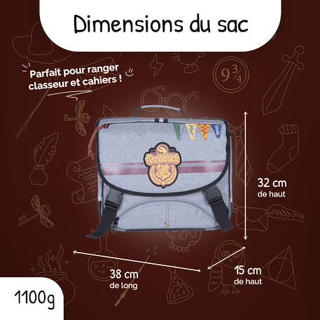 Cartable scolaire 2 compartiments Harry Potter University - 38 cm Gris 3 - vertbaudet enfant 