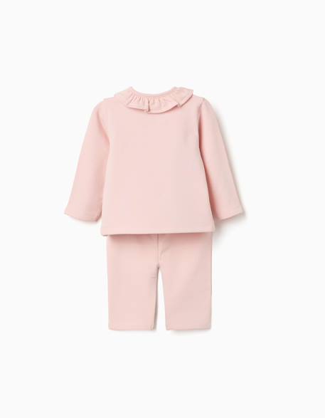 Ensemble de jogging en coton peigné avec imprimé en relief Rose 2 - vertbaudet enfant 