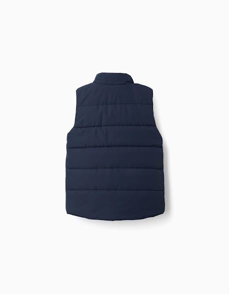 Doudoune sans manches avec doublure en polaire et poches Bleu foncé+Rouge 2 - vertbaudet enfant 