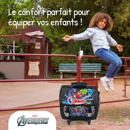Cartable à roulettes 2 compartiments Marvel Avengers - 38 cm Noir 5 - vertbaudet enfant 