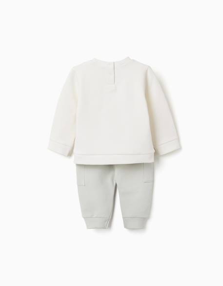 Ensemble de jogging en coton peigné avec imprimé en relief Vert clair 2 - vertbaudet enfant 