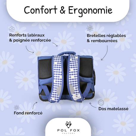 Cartable réversible 2 compartiments Daisy- 38 cm Bleu 4 - vertbaudet enfant 