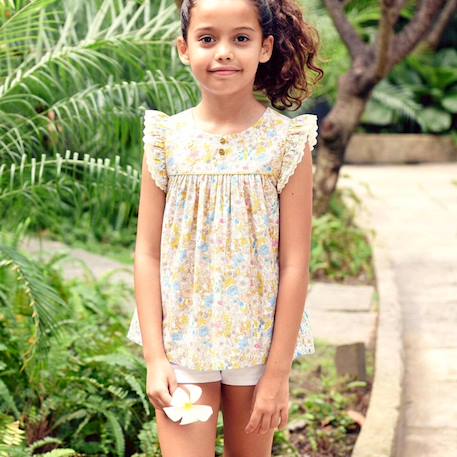 Blouse fille jaune clair fleurie liberty | appoline Jaune 1 - vertbaudet enfant 