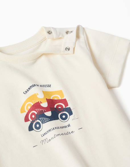 Pyjama à manches courtes avec imprimé voitures de course Blanc 3 - vertbaudet enfant 