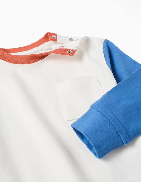 T-shirt en coton à manches longues avec poche Bleu 3 - vertbaudet enfant 