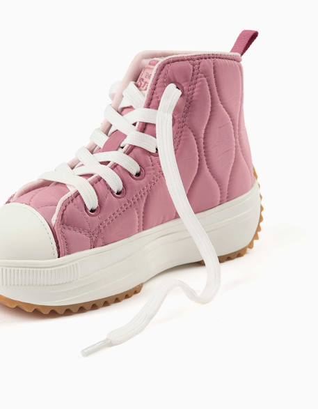Baskets montantes matelassées avec imprimé stitch Rose foncé 4 - vertbaudet enfant 