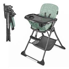 Puériculture-Chaise haute, réhausseur-Chaise haute bébé pliable avec double plateau amovible panier rangement harnais 5 points